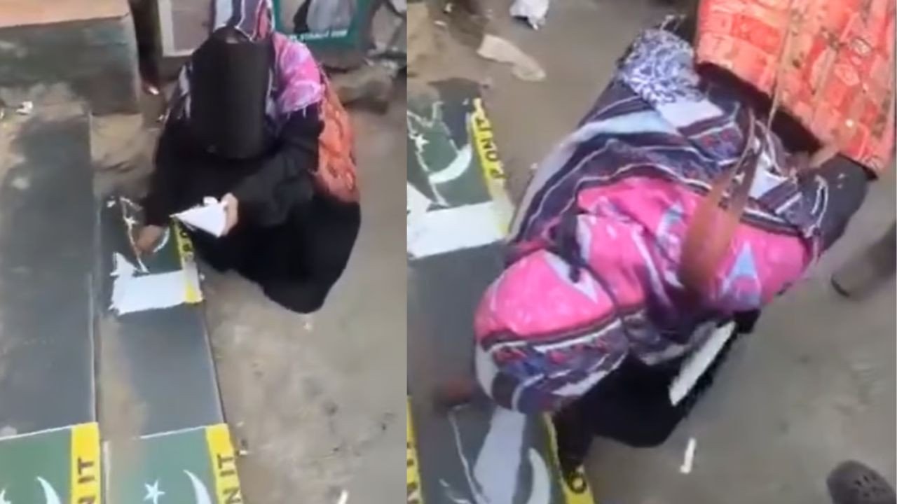 'देश के गद्दार हैं...', बुर्का पहनी महिला सीढ़ियों से हटाते दिखी पाकिस्तानी झंडे का स्टिकर; Video देख इंटरनेट पर छिड़ी बहस