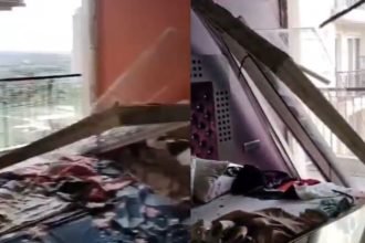 नोएडा में आंधी-तूफान ने मचाया कहर, तेज हवा से टूटी फ्लैट की खिड़कियां और दरवाजा; Video आया सामने