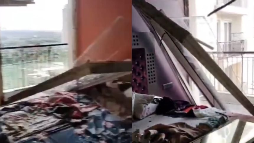 नोएडा में आंधी-तूफान ने मचाया कहर, तेज हवा से टूटी फ्लैट की खिड़कियां और दरवाजा; Video आया सामने