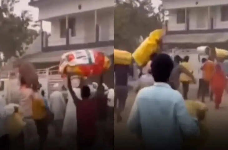 गैस सिलेंडरों से भरे ट्रक पर धावा, 18 लाख रुपये की LPG लूटकर भागे लोग देखे हैरान करने वाला वीडियो 