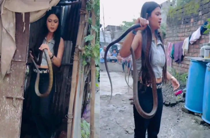 लड़की ने सांप को पकड़कर दिखाया अद्भुत हुनर